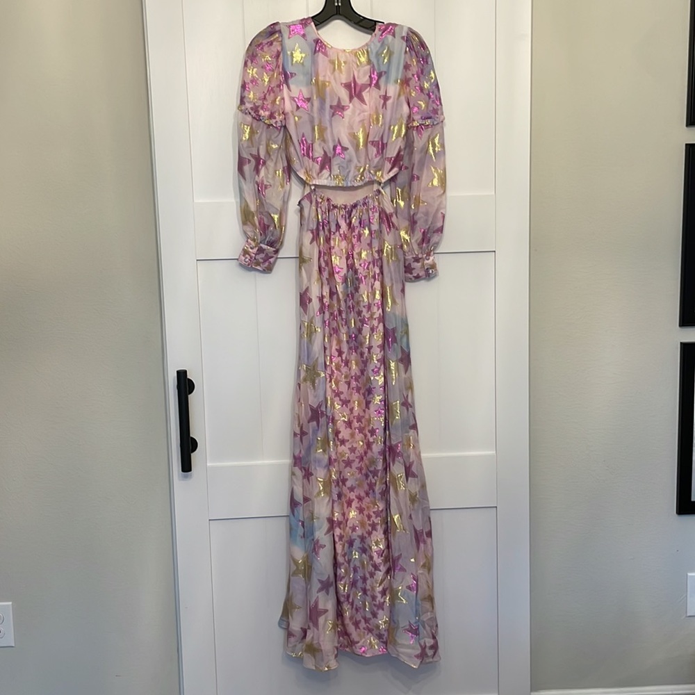 NWT LoveShackFancy Aneesha dress multi-sized lurex star print - Picture 10 of 12